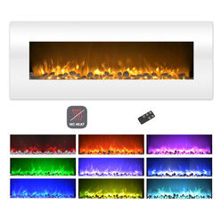 The Northwest Group 80-WSG02-NH 50 in. Wall Mounted Color Changing LED Flame Electric Fireplace - White