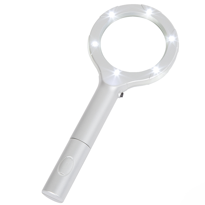 Stalwart 75-MAG1001 Lightweight Handheld Lighted 4X Magnifying Glass with LED Light - Silver