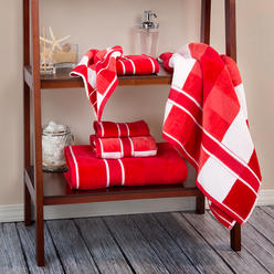 Lavish Home 67-0023-B 100 Percent Cotton Oakville Velour Towel Set&#44; Red - 6 Piece