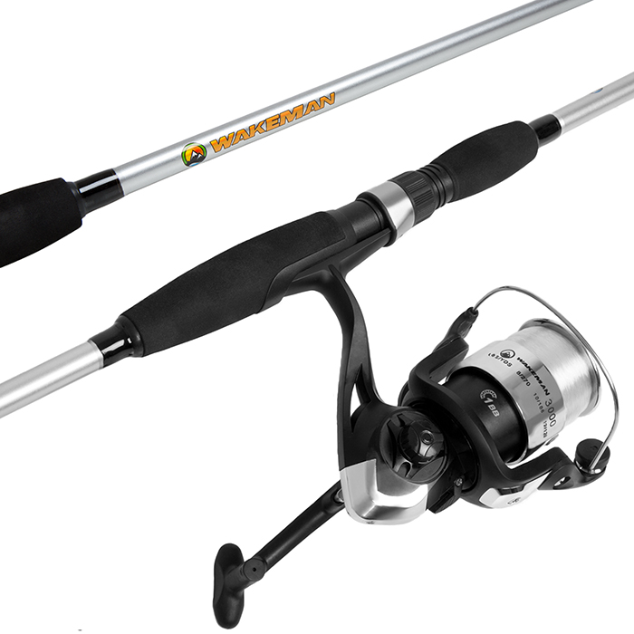 Wakeman 80-FSH3000 Spincast Fishing Gear Rod & Reel Combo for Bass-Trout Fishing&#44; Silver