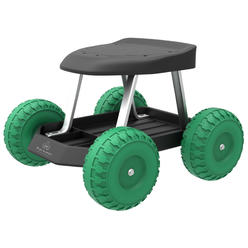 Pure Garden Rolling Garden Scooter Stool With Tool Tray