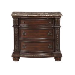 Home Elegance 1757-4 32 x 19.25 x 34.5 in. Cavalier Night Stand with Marble Top - Dark Cherry