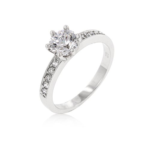 Icon Bijoux R07492R-C01-06 Petite White Engagement Ring (Size: 06)
