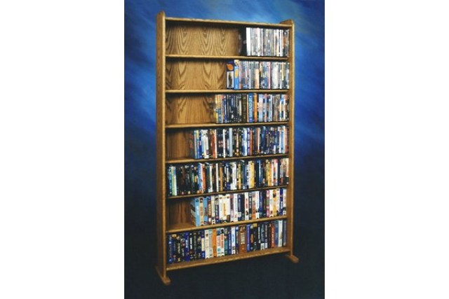Wood Shed 707-3 Solid Oak 7 Shelf Cabinet for DVDs- VHS Tapes- books and more