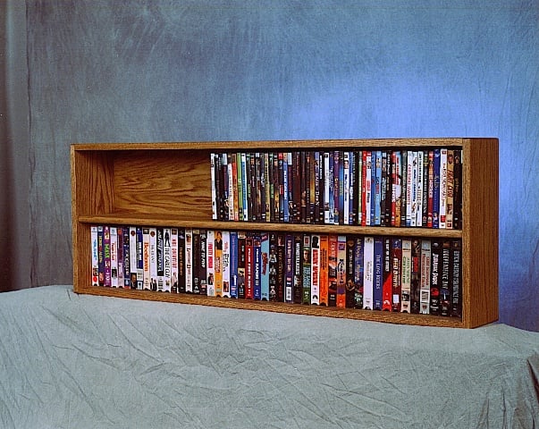 Wood Shed 210-4 W Solid Oak Wall or Shelf Mount DVD-VHS tape-Book Cabinet