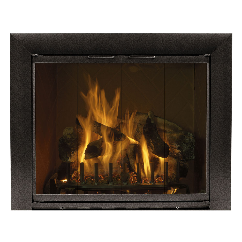 JensenDistributionServices 41 x 24 in. Reflection Fireplace Clear Glass Bifold Door, Vintage Iron