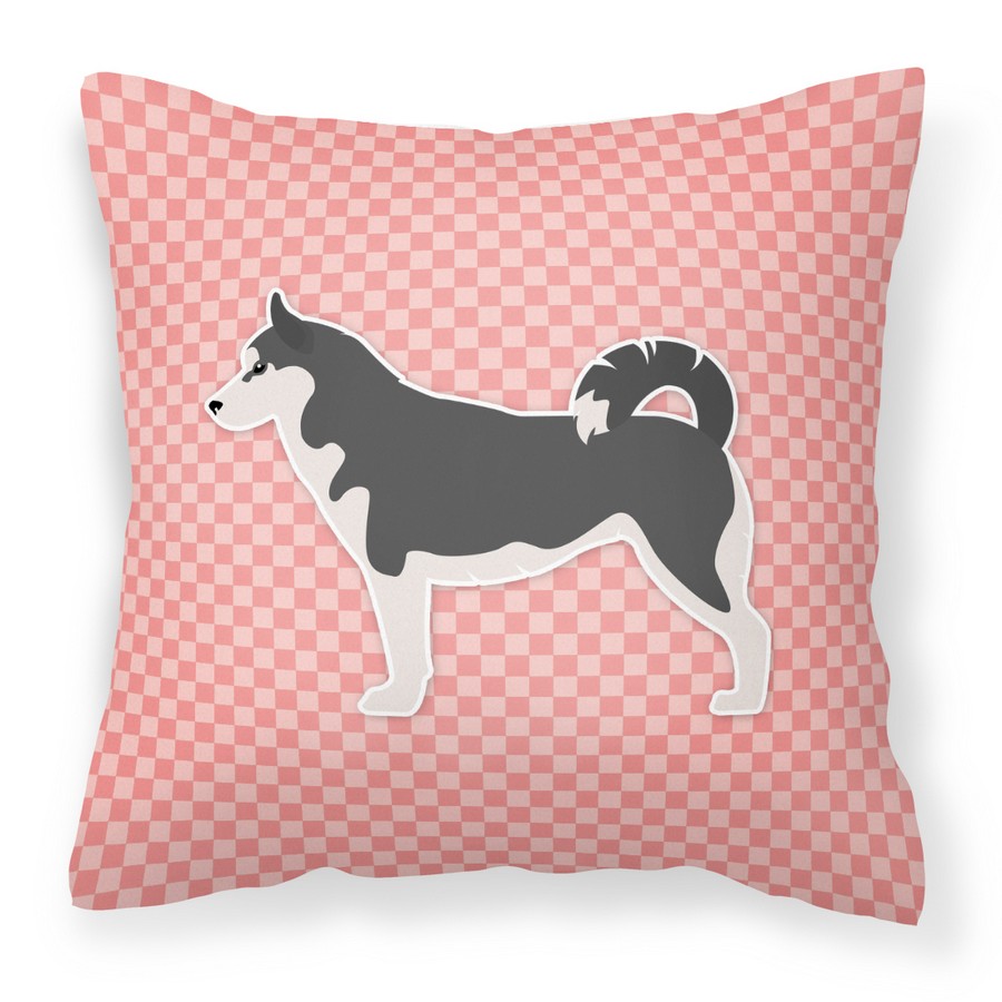 Caroline's Treasures BB3680PW1818 Siberian Husky Checkerboard Pink Fabric Decorative Pillow