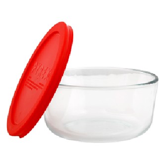 Pyrex 1075428 4 Cup Round Dish with Red Cover