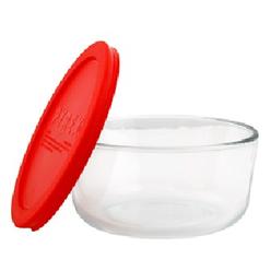 Pyrex Simply Store Glass Round Food Container with Red Lid (4-Cup)