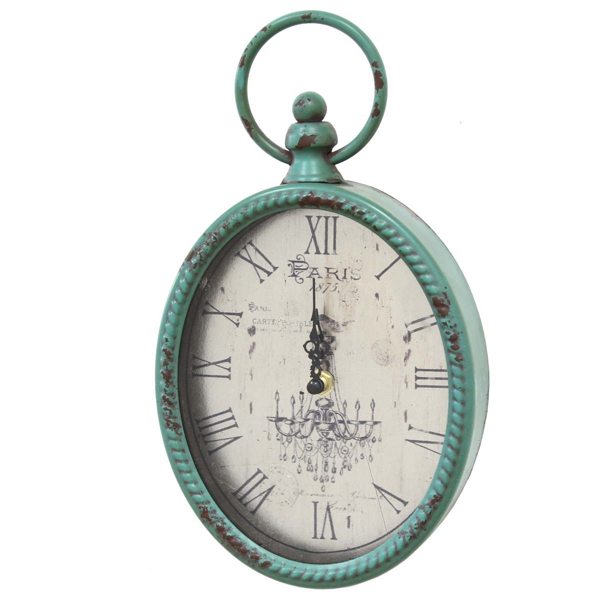 HomeRoots Furniture 321332 Antique Teal Oval Clock