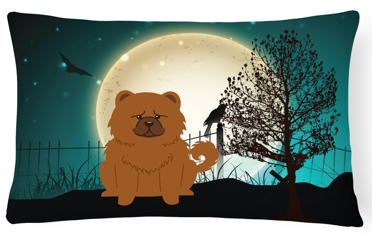Caroline's Treasures BB2332PW1216 Halloween Scary Chow Chow Red Canvas Fabric Decorative Pillow