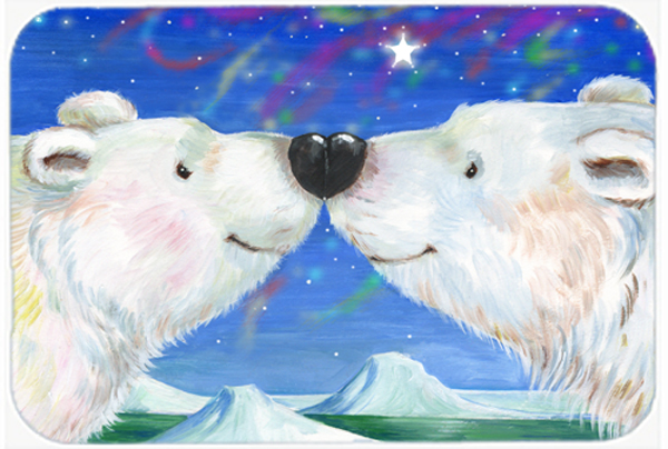 Caroline's Treasures CDCO0487LCB Polar Bears Polar Kiss by Debbie Cook Glass Large Cutting Board
