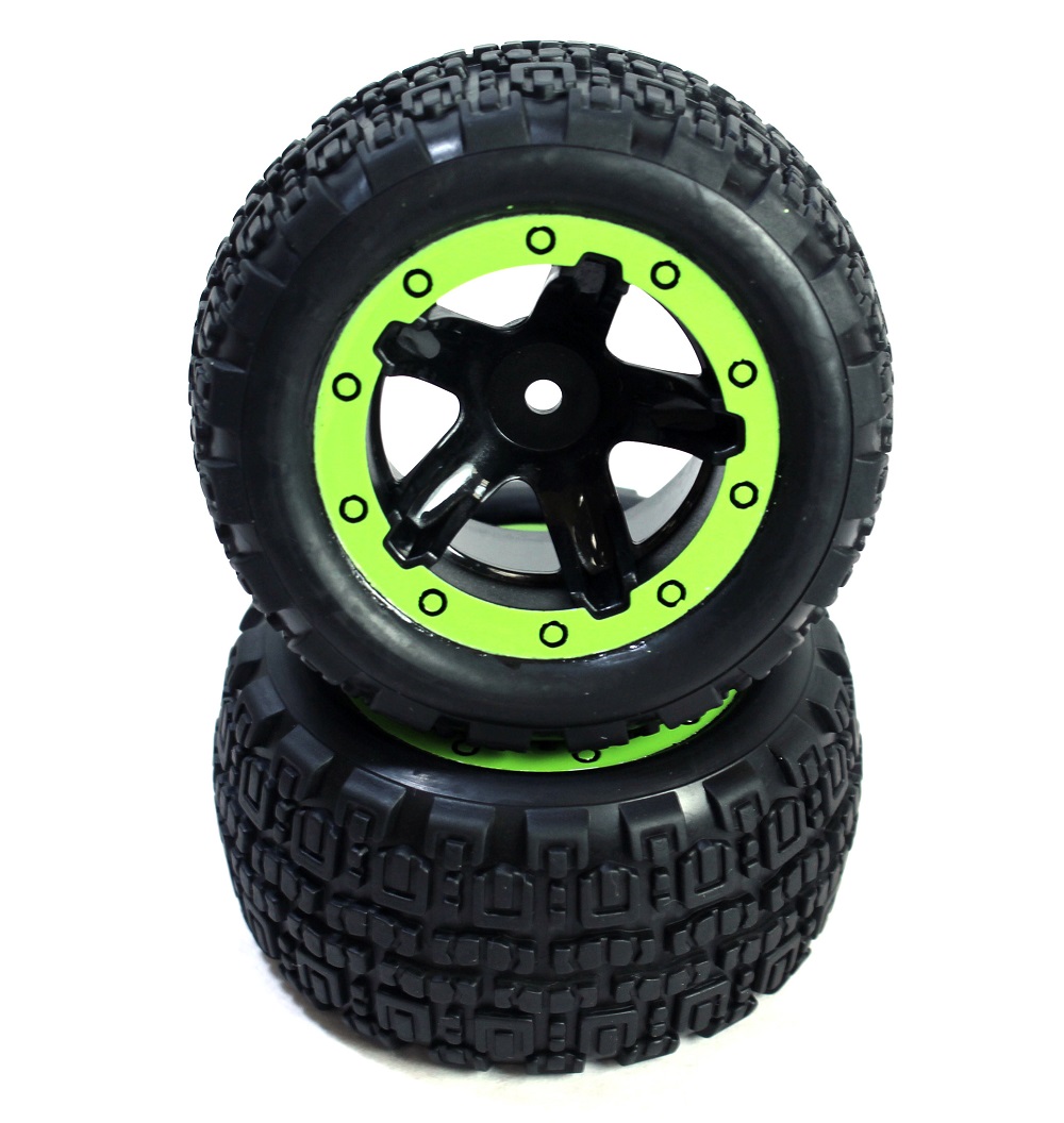 Black Zon BZN540094 Slyder Assembled ST Wheels & Tires&#44; Black & Green