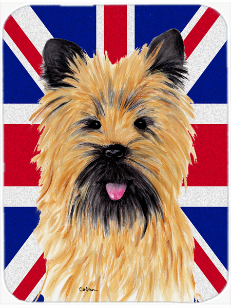 Caroline's Treasures SC9832LCB Cairn Terrier With English Union Jack British Flag Glass Cutting Board - Large