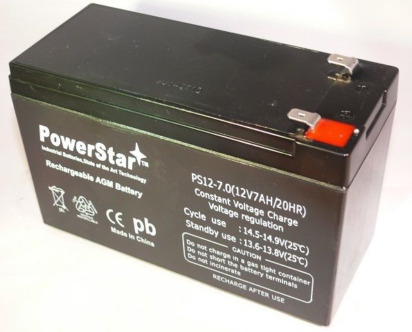 POWERSTAR PS12-7-60 12V 7Ah Battery Ub1280 F2 D5779 Rb128 Ps1272F2 Apc 400 420 Alarm Security System
