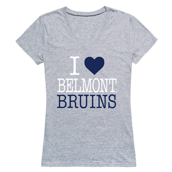 W Republic Products 550-265-HGY-02 Belmont University I Love Women T-Shirt&#44; Heather Grey - Medium
