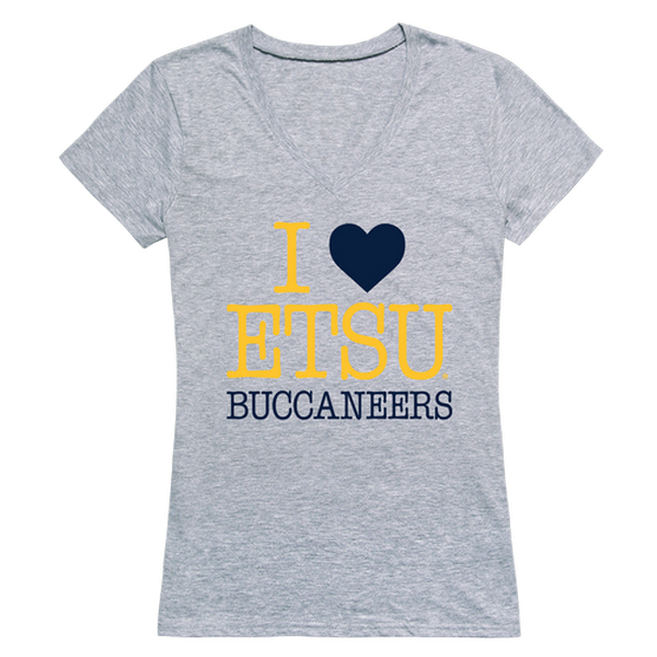 W Republic Products 550-294-HGY-04 East Tennessee State University I Love Women T-Shirt&#44; Heather Grey - Extra Large