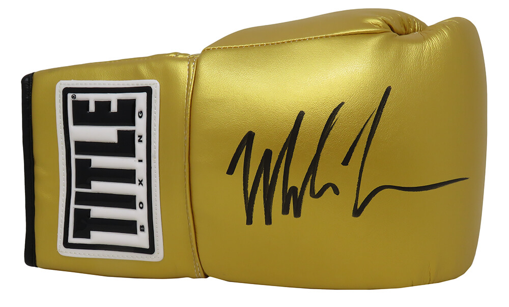 Schwartz Sports Memorabilia TYSGLV508 Mike Tyson Signed Title Boxing Glove, Gold