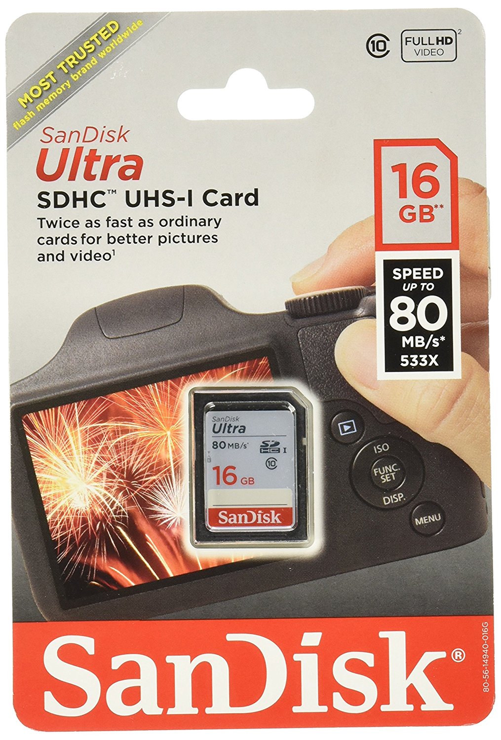 SanDisk SDSDUNC-016G-AN6IN Ultra Secure Digital High Capacity Memory Card- 16 GB Class 10-UHS-I