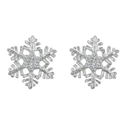 Icon Bijoux E50112R-C01 Snowflake Stud Earrings
