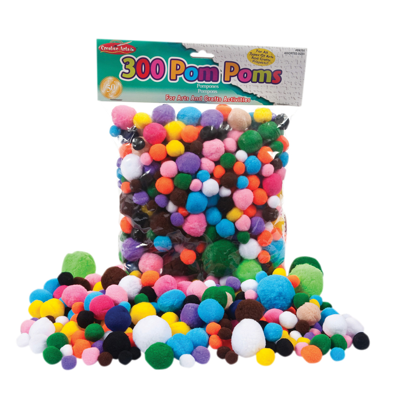Charles Leonard Inc Charles Leonard CHL69330-3 Pom Poms Furry Balls&#44; Assorted Sizes & Colors - 300 Count - Pack of 3