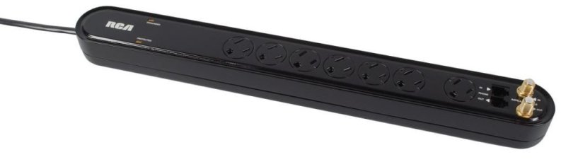 RCA PS27210B 7 Outlet Surge Protector for Phone Fax & Modem Lines - 1500 Joules