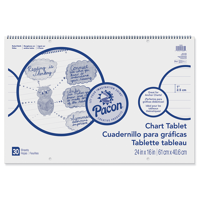 Pacon PAC74630-3 Chart Tablet 1 in. Rule&#44; 24 x 16 in. - 3 Each