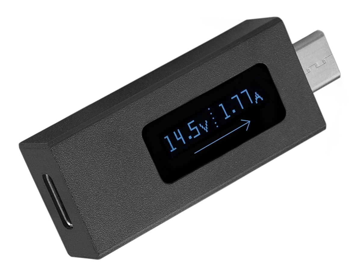 Plugable Technologies USBC-VAMETER USB-C Voltage and Amperage Meter with Current Flow Direction Indication