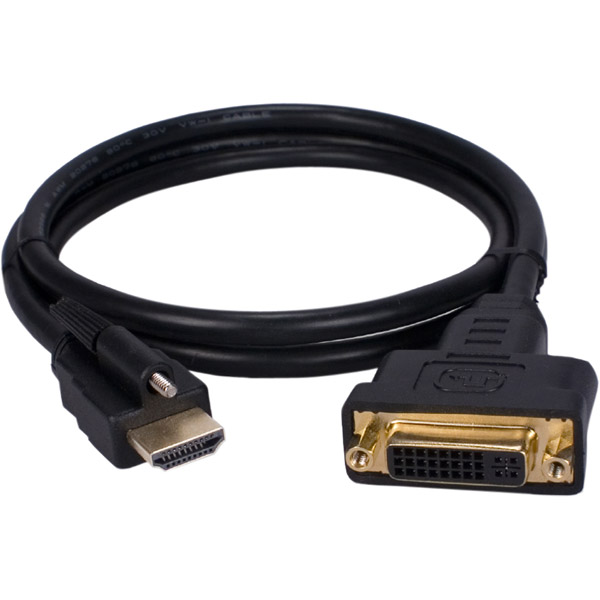 PlugIt 1m DVI Female to Locking HDMI Male Adapter