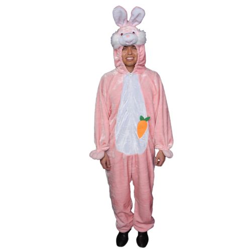 Dress Up America 320-Adult-P Adult Easter Bunny Costume in Pink - One Size Fits Most