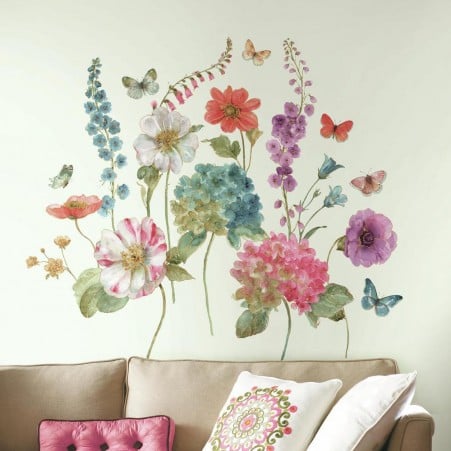 RoomMates RMK3261GM Lisa Audit Garden Flowers Peel & Stick Giant Wall Decals
