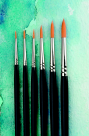 Sax True Flow Pointed Round Style C Golden Taklon Hair Watercolor Paint Brush Set - Assorted Size- Black- Set - 6