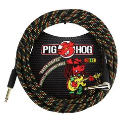 Ace Product Management Group Pig Hog "Rasta Stripes" Woven Jacket Tour Grade Instrument Cable, 20-foot Right Angle