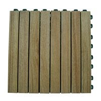 LAWNITATOR Tile Snapping Deck Tiles Plantation Teak Slat Deck Tile Hardwood  8 Slat - Box of 10 Tiles
