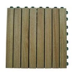 LAWNITATOR Tile Snapping Deck Tiles Plantation Teak Slat Deck Tile Hardwood  8 Slat - Box of 10 Tiles