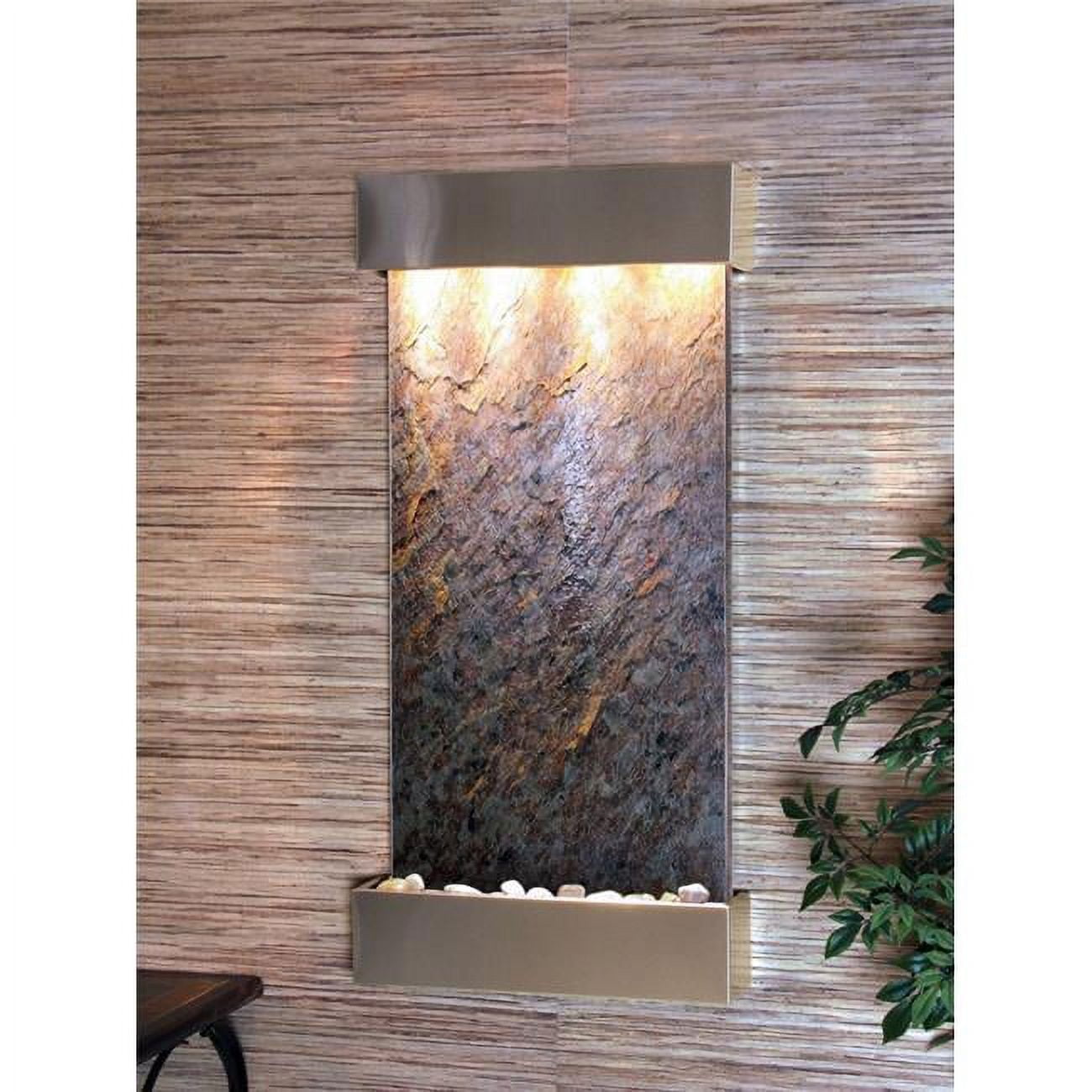 Adagio WCS2012 Whispering Creek Stainless Steel Green Featherstone Wall Fountain
