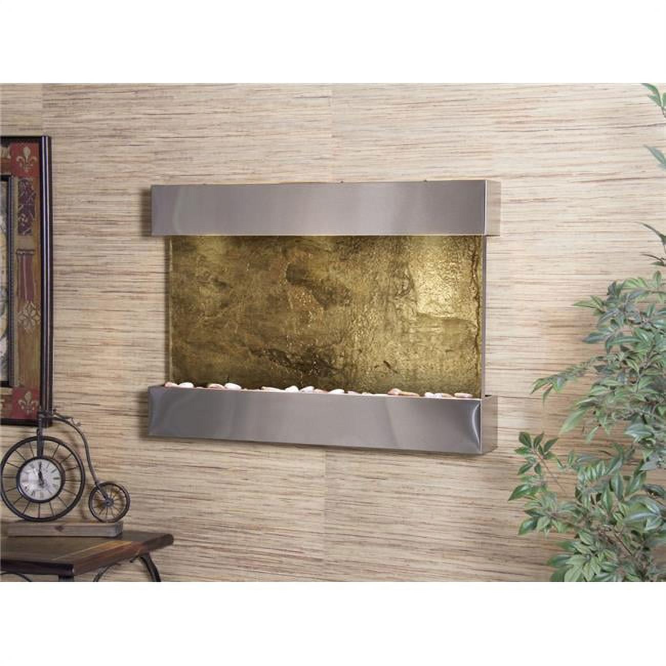 Adagio RCS2002 Reflection Creek Stainless Steel Green Natural Slate Wall Fountain