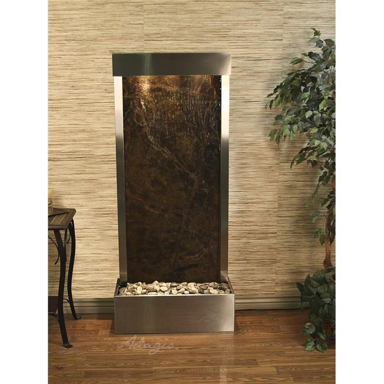 Adagio HRF2005 Harmony River Flush Mount Stainless Steel Green Marble Wall Fountain