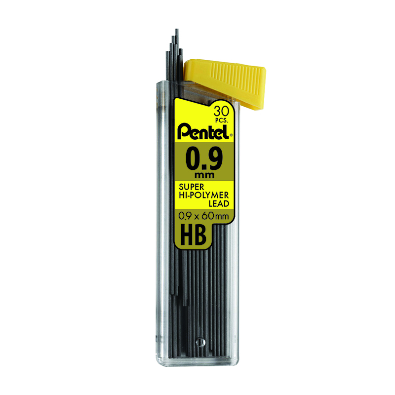 Pentel of America PENC29HB-12 0.9 mm Super Hi Polymer Lead Refill Medium Hb Tube - 30 Piece - 12 Each