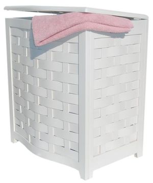 Oceanstar BHV0100W-White Finished Bowed Front Laundry Hamper with Interior Bag