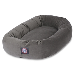 Majestic Pet 78899567503 52 in. Gray Suede Bagel Dog Bed