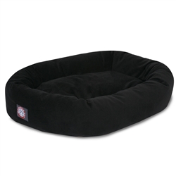 Majestic Pet 78899567507 52 in. Black Suede Bagel Dog Bed