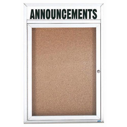 Aarco Products DCC3624RHIW 1-Door Illuminated Enclosed Bulletin Board with Header - White