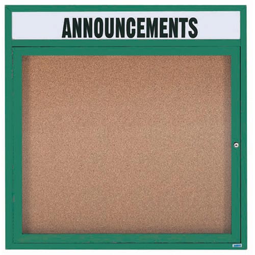 Aarco Products DCC3636RHIG Illuminated Enclosed Bulletin Board - Green