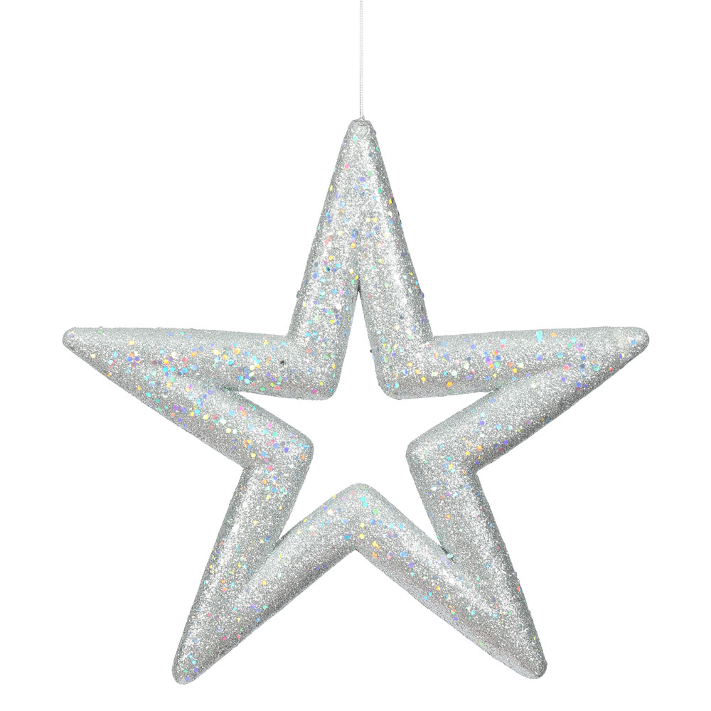 Vickerman L171007 14 in. Silver Star Outdoor Glitter Ornament