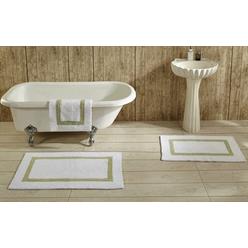 Better Trends BAHO2440WHSA Hotel Collection Bathrug- White & Sage - 24 x 40 in. Set of 2