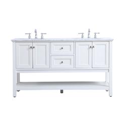 Elegant Decor VF27060WH 60 in. Metropolis Double Sink Bathroom Vanity Set - White