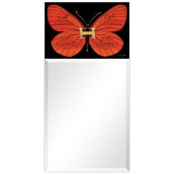 Empire Art Direct TAM-JP6062-2448T Designer Butterfly Rectangular Beveled Mirror on Free Floating Printed Tempered Art Glass