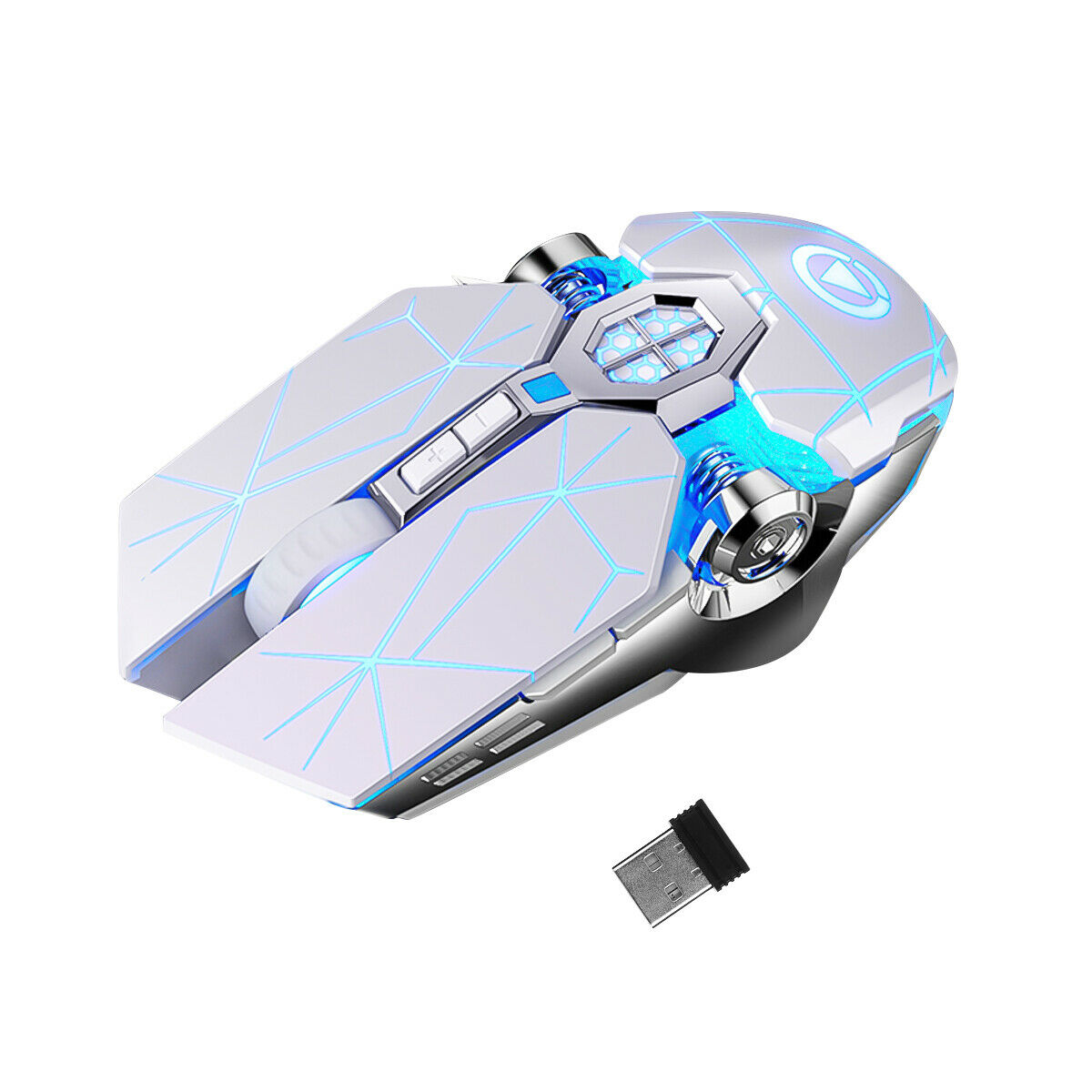 Sanoxy WP-274840882693-MS-WE 2.4GHz 1600DPDPI Wireless Optical Gaming Mouse Mice with USB Receiver 7 Color LED Backlit Rechargeable - W