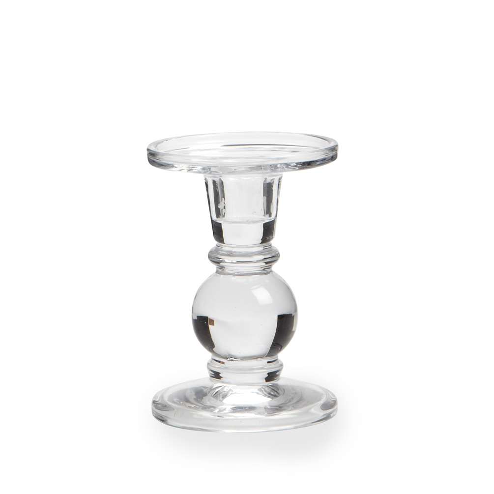Abbott Collections AB-27-ZIRCON-352 5 in. Dual Purpose Footed Design Displays Either Pillar Or Taper Candles Candle Holder, Clear